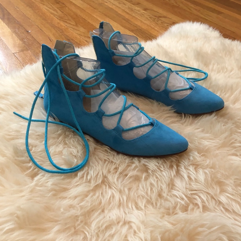 Nine West Turquoise Suede Flats